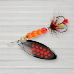 Блешня обертова ZEOX Reactive Long № 4, 13г, колір 010 Black-Red Dot